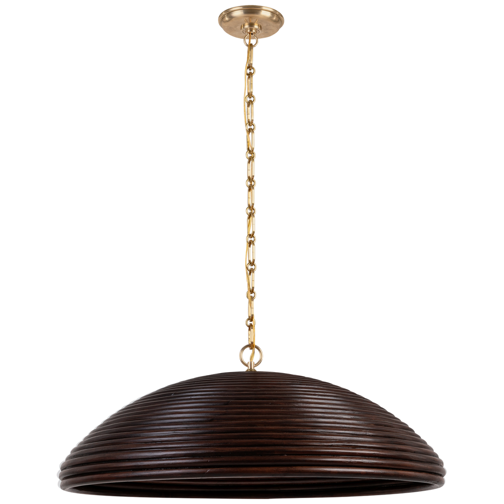 Emerson 29" Pendant | Hand-Rubbed Antique Brass | Espresso Rattan Shade