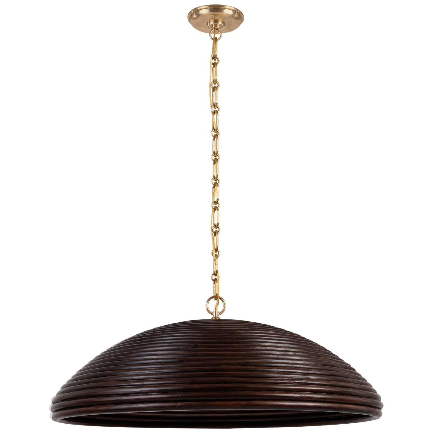 Emerson 29" Pendant | Hand-Rubbed Antique Brass | Espresso Rattan Shade