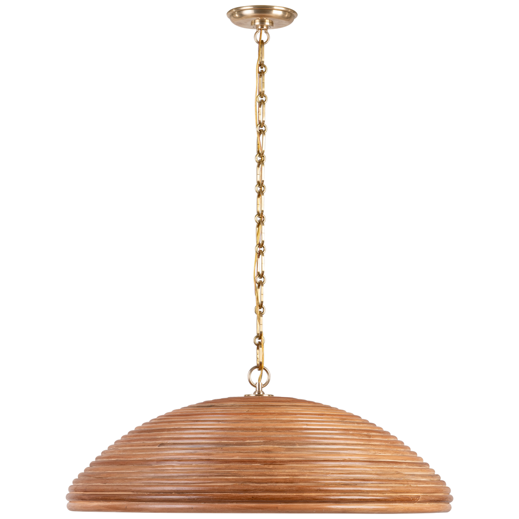 Emerson 29" Pendant | Hand-Rubbed Antique Brass | Natural Rattan Shade