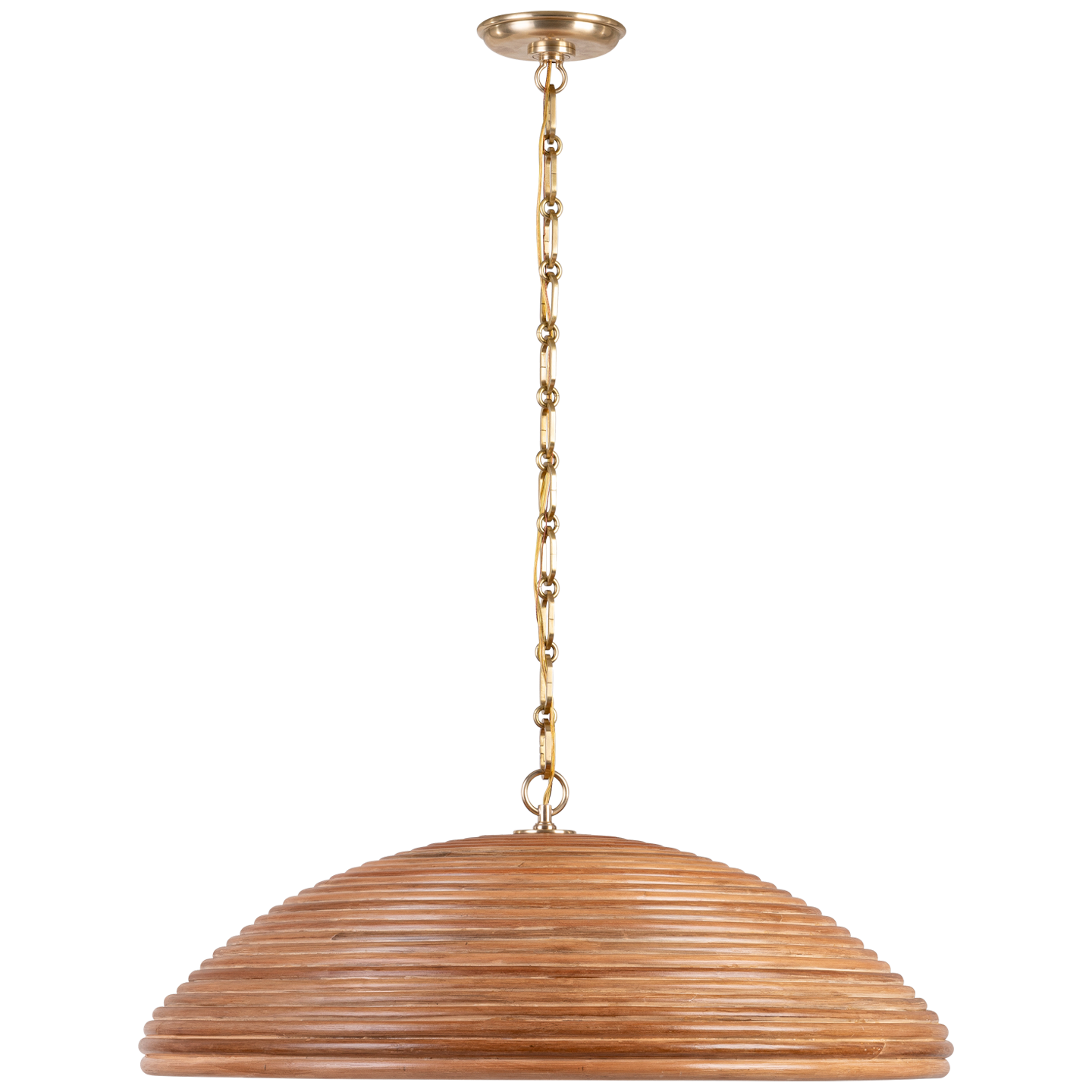 Emerson 29" Pendant | Hand-Rubbed Antique Brass | Natural Rattan Shade