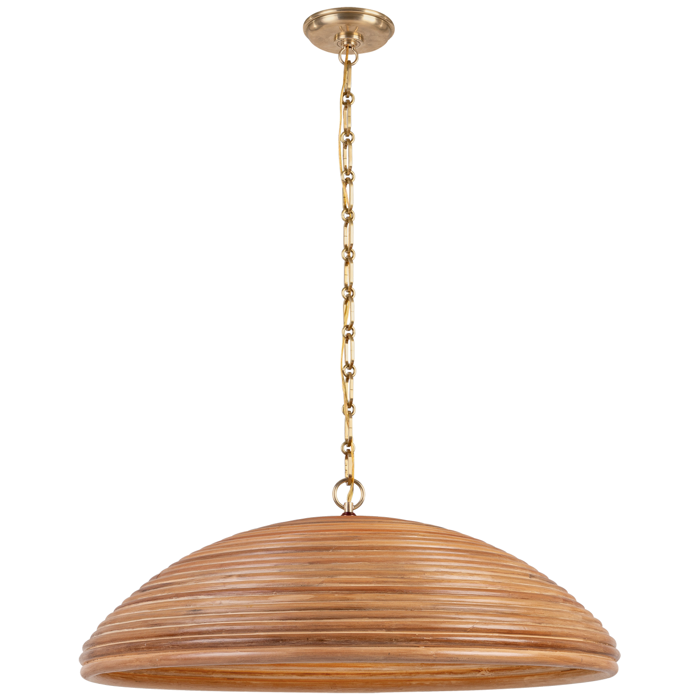 Emerson 29" Pendant | Hand-Rubbed Antique Brass | Natural Rattan Shade