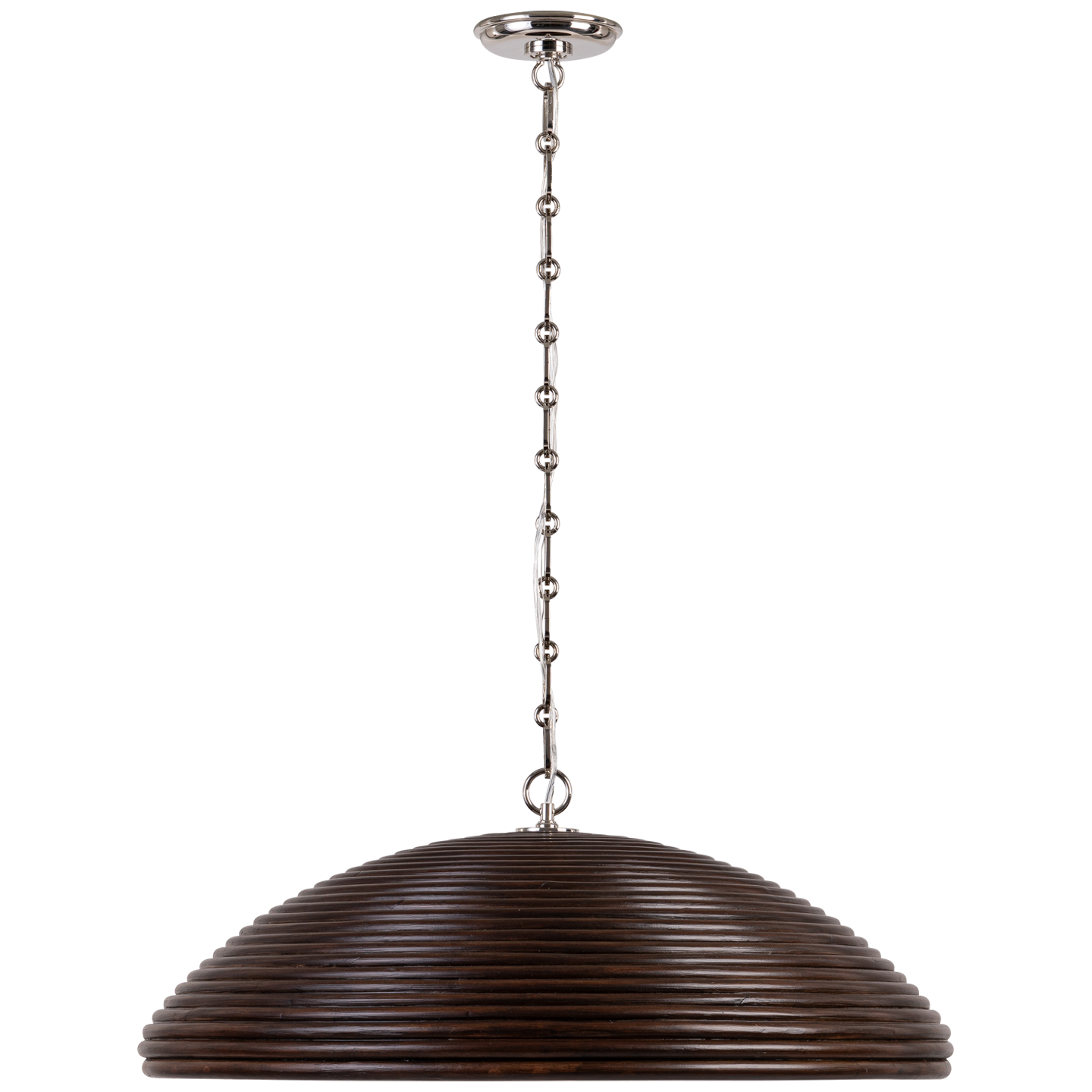 Emerson 29" Pendant | Polished Nickel | Espresso Rattan Shade