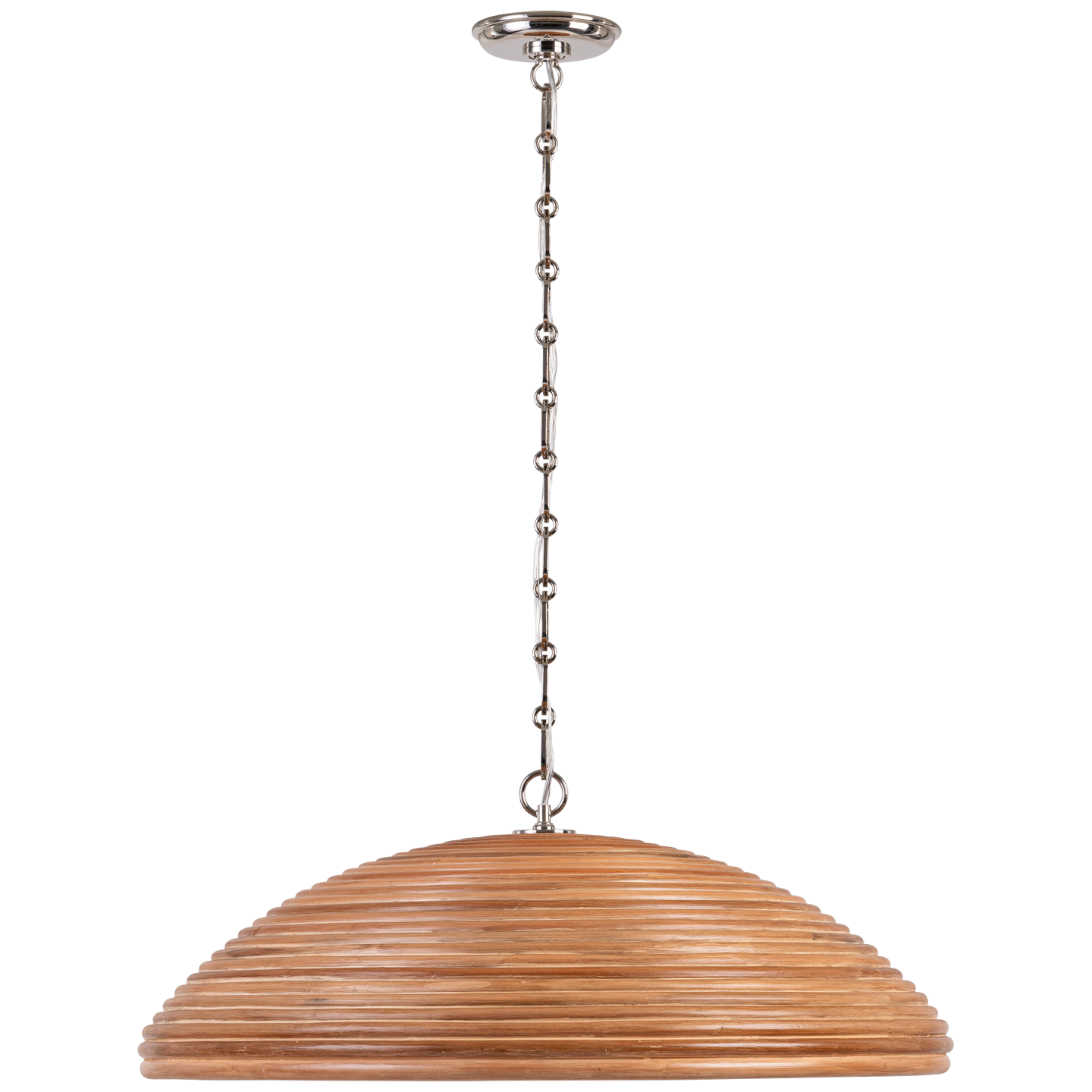 Emerson 29" Pendant | Polished Nickel | Natural Rattan Shade