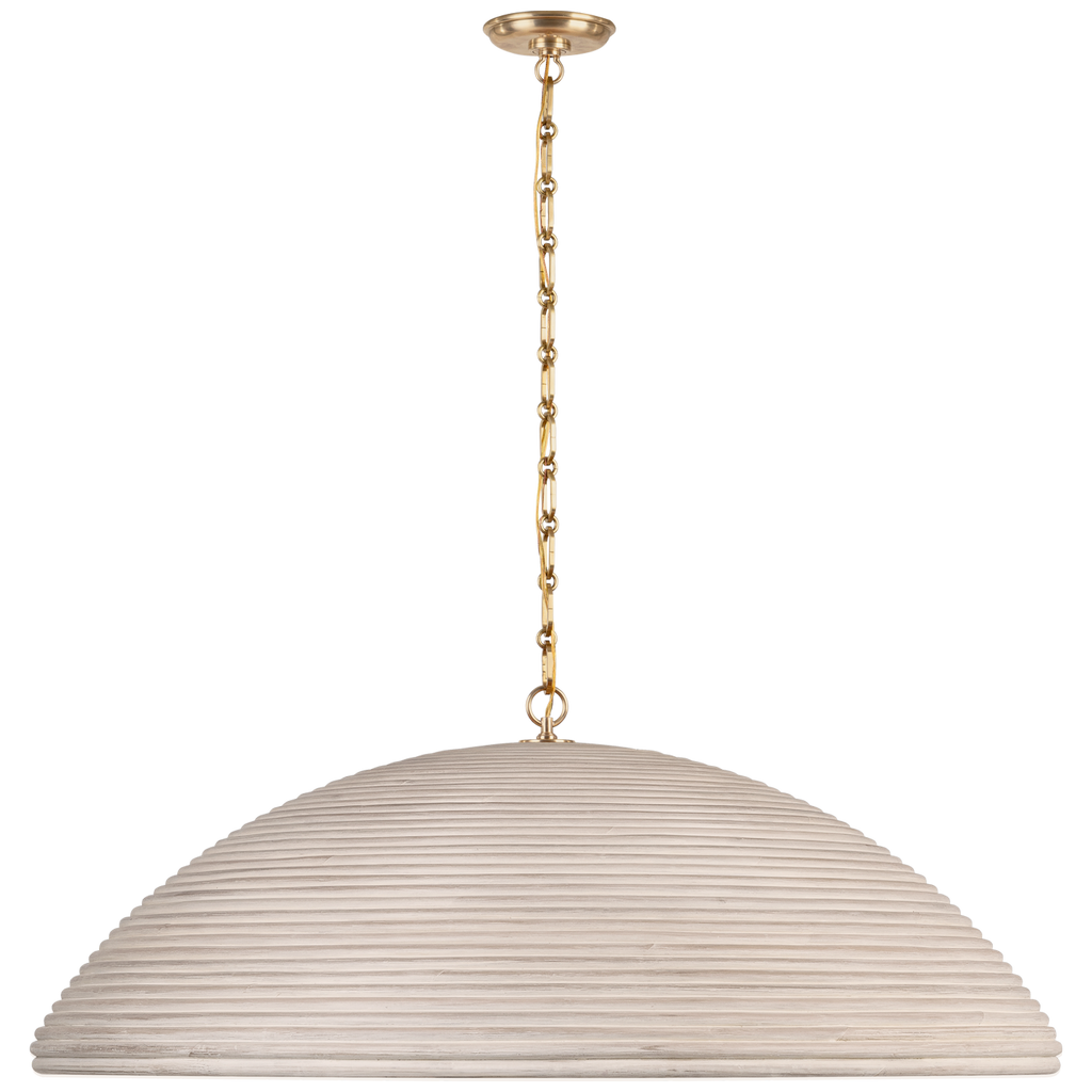 Emerson 42" Pendant | Hand-Rubbed Antique Brass | Ash Rattan Shade
