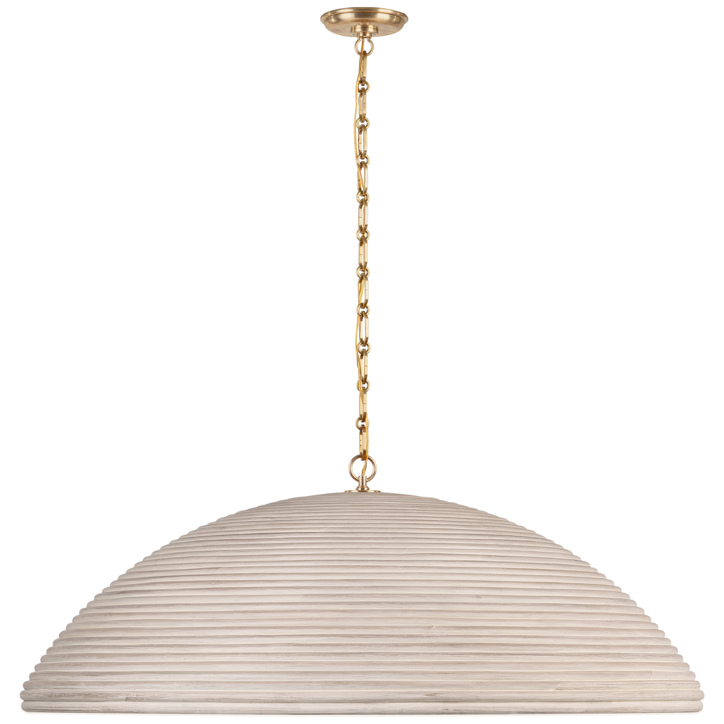 Emerson 42" Pendant | Hand-Rubbed Antique Brass | Ash Rattan Shade
