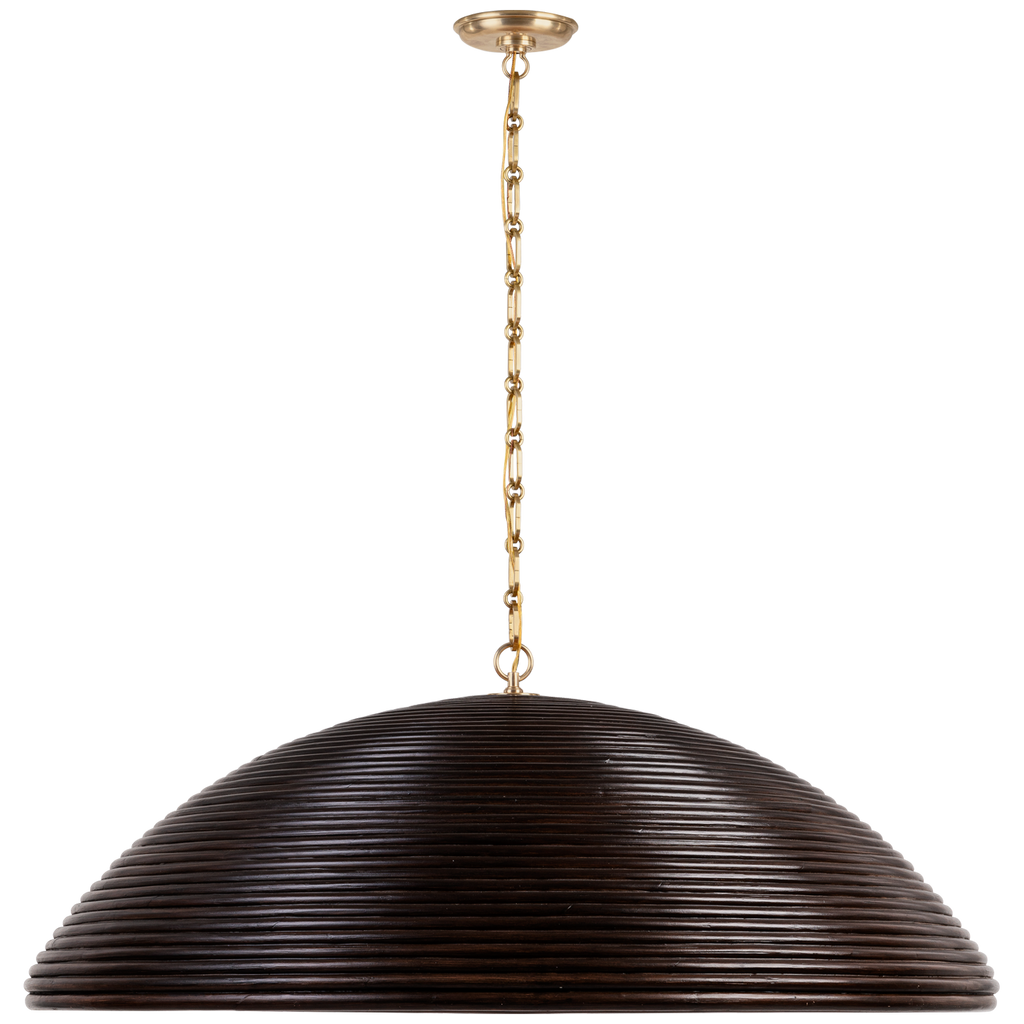Emerson 42" Pendant | Hand-Rubbed Antique Brass | Espresso Rattan Shade