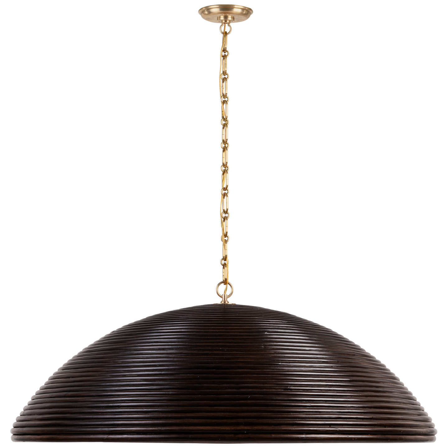 Emerson 42" Pendant | Hand-Rubbed Antique Brass | Espresso Rattan Shade