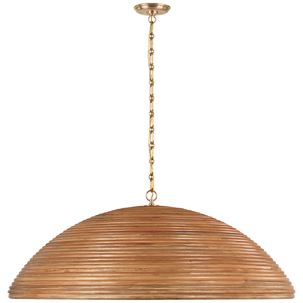 Emerson 42" Pendant | Hand-Rubbed Antique Brass | Natural Rattan Shade