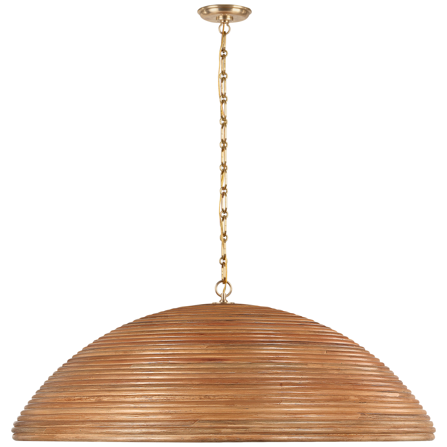 Emerson 42" Pendant | Hand-Rubbed Antique Brass | Natural Rattan Shade