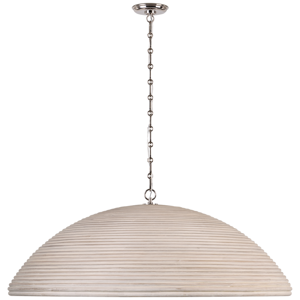 Emerson 42" Pendant | Polished Nickel | Ash Rattan Shade