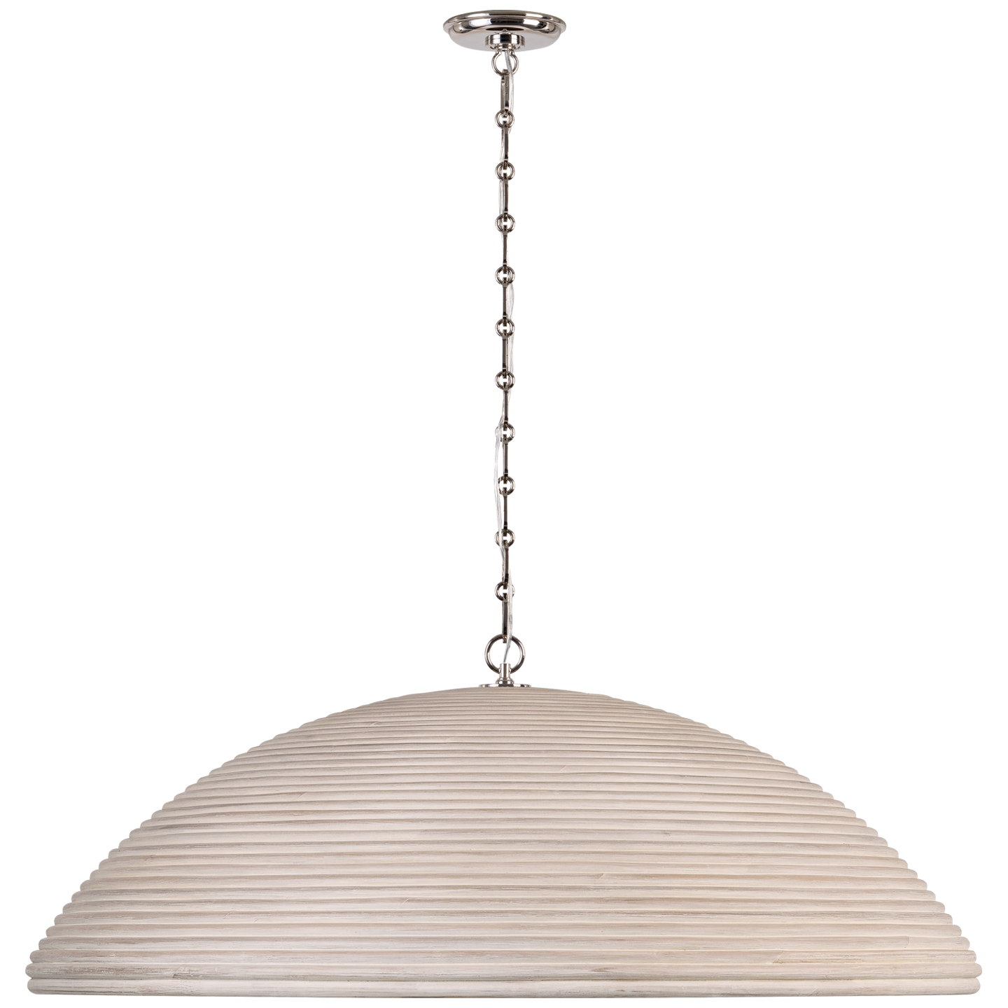 Emerson 42" Pendant | Polished Nickel | Ash Rattan Shade