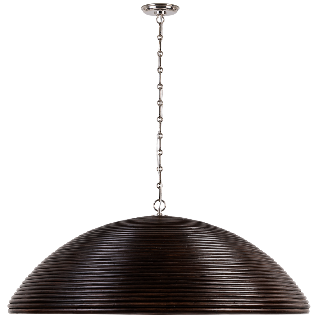 Emerson 42" Pendant | Polished Nickel | Espresso Rattan Shade