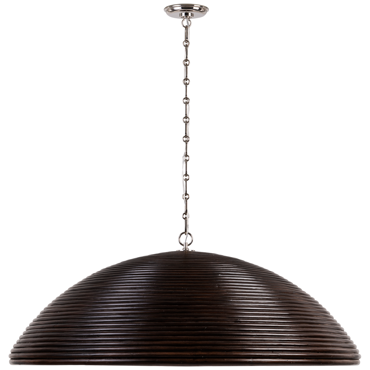 Emerson 42" Pendant | Polished Nickel | Espresso Rattan Shade
