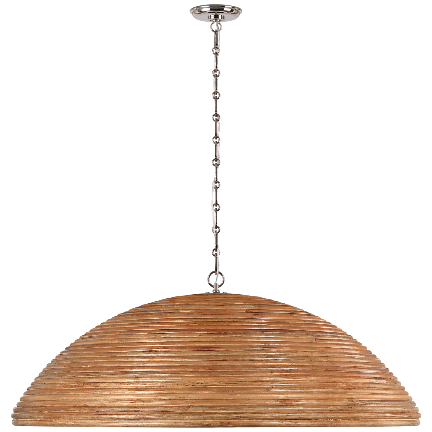 Emerson 42" Pendant | Polished Nickel | Natural Rattan Shade
