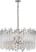 Adele Large Wide Drum Chandelier | Polished Nickel | Clear Acrylic