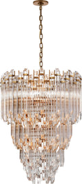 Adele Three-Tier Waterfall Chandelier | Hand-Rubbed Antique Brass | Clear Acrylic