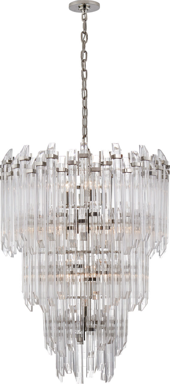 Adele Three-Tier Waterfall Chandelier | Polished Nickel | Clear Acrylic
