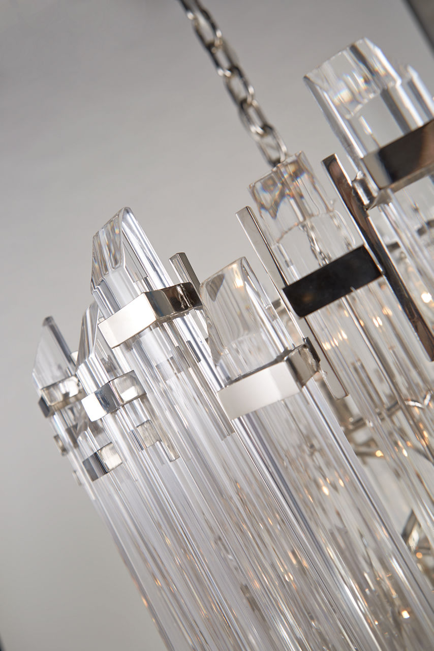 Adele Three-Tier Waterfall Chandelier | Polished Nickel | Clear Acrylic
