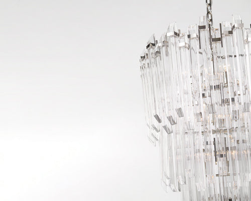 Adele Three-Tier Waterfall Chandelier | Polished Nickel | Clear Acrylic