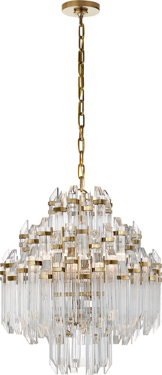 Adele Four Tier Waterfall Chandelier | Hand-Rubbed Antique Brass | Clear Acrylic