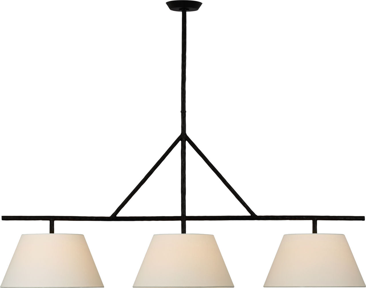 Collette Large Linear Pendant | Aged Iron | Linen Shade