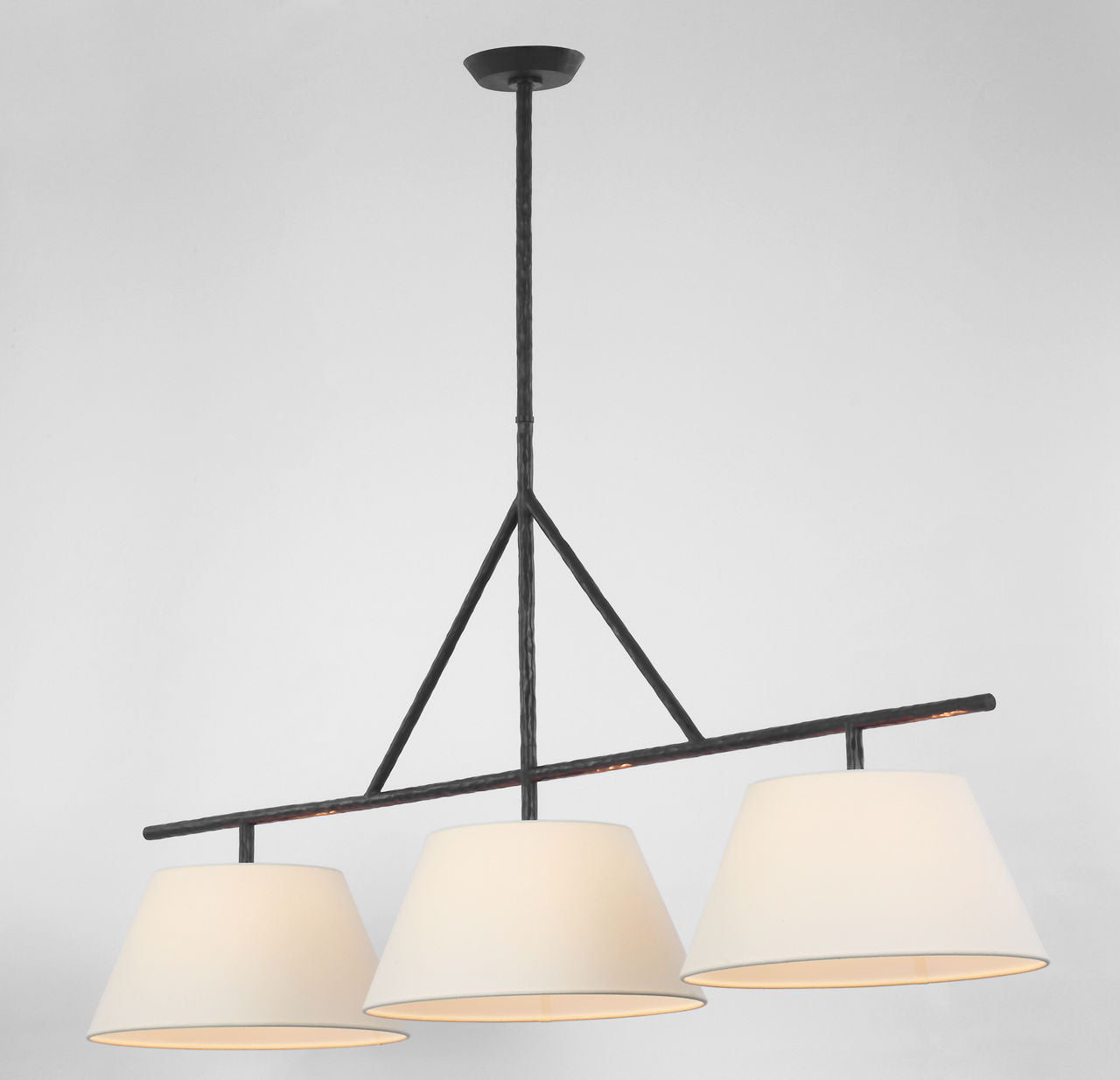 Collette Large Linear Pendant | Aged Iron | Linen Shade