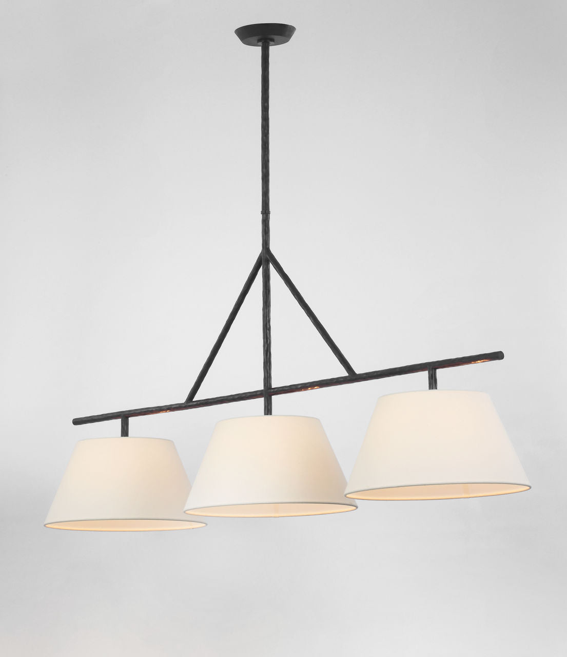Collette Large Linear Pendant | Aged Iron | Linen Shade