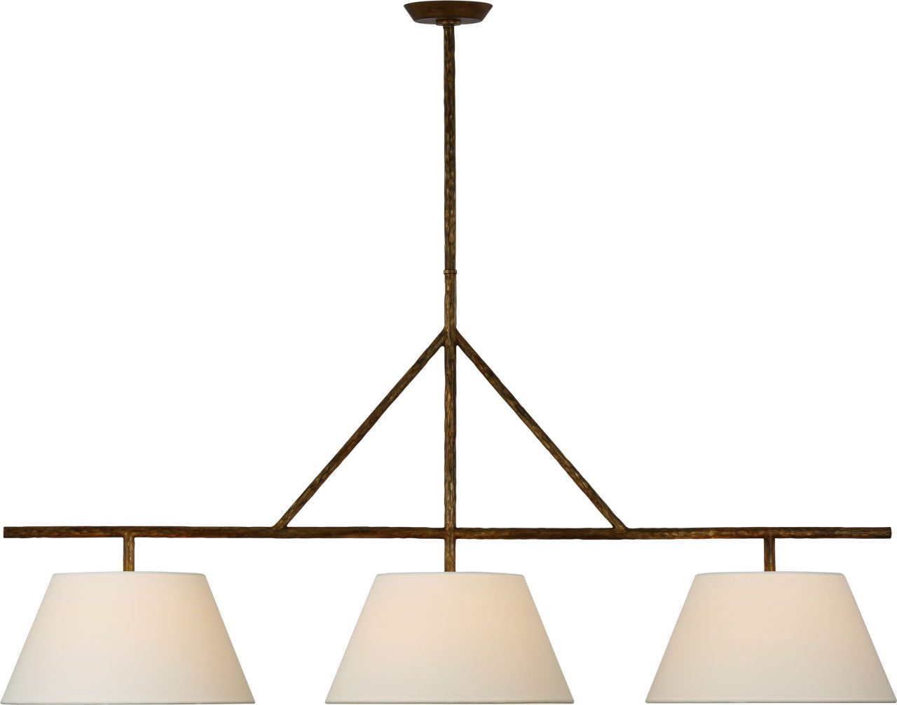 Collette Large Linear Pendant | Gilded Iron | Linen Shade