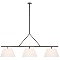 Collette 70" Linear Chandelier | Aged Iron | Linen Shades