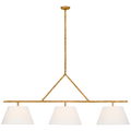 Collette 70" Linear Chandelier | Gilded Iron | Linen Shades