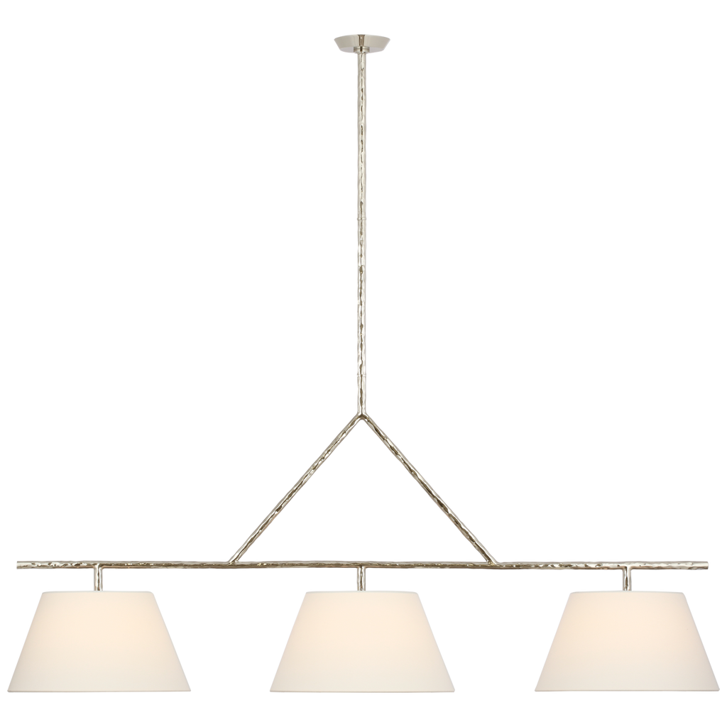 Collette 70" Linear Chandelier | Polished Nickel | Linen Shades