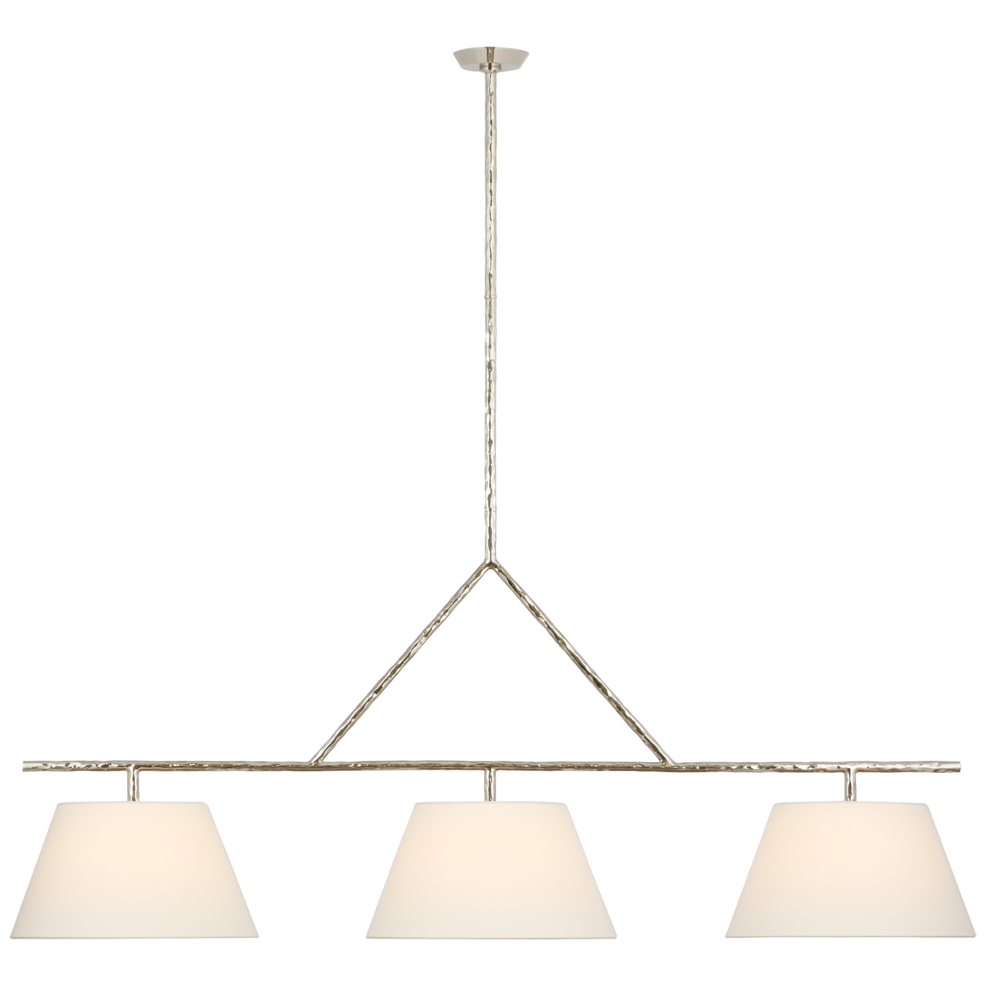 Collette 70" Linear Chandelier | Polished Nickel | Linen Shades