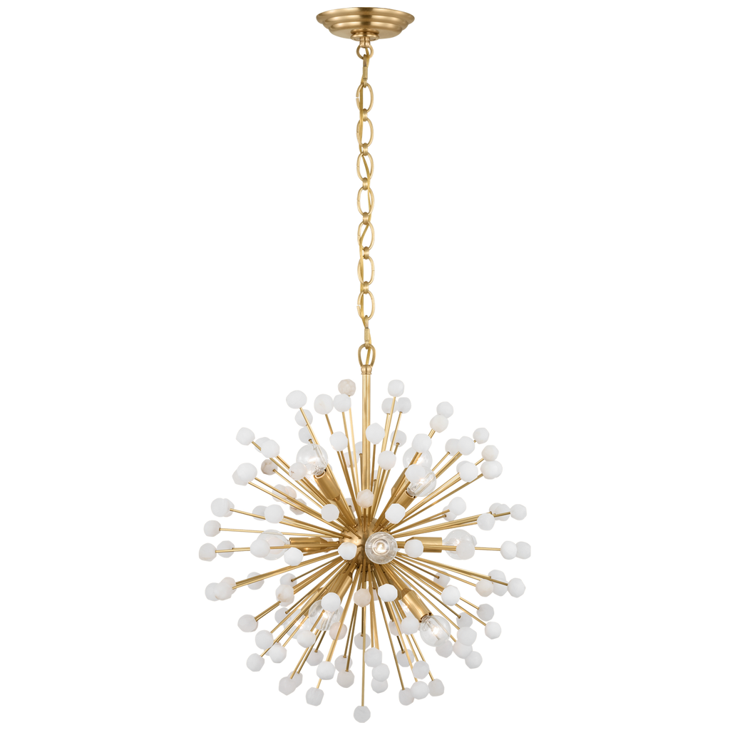 Lys 21" Chandelier | Hand-Rubbed Antique Brass and Alabaster