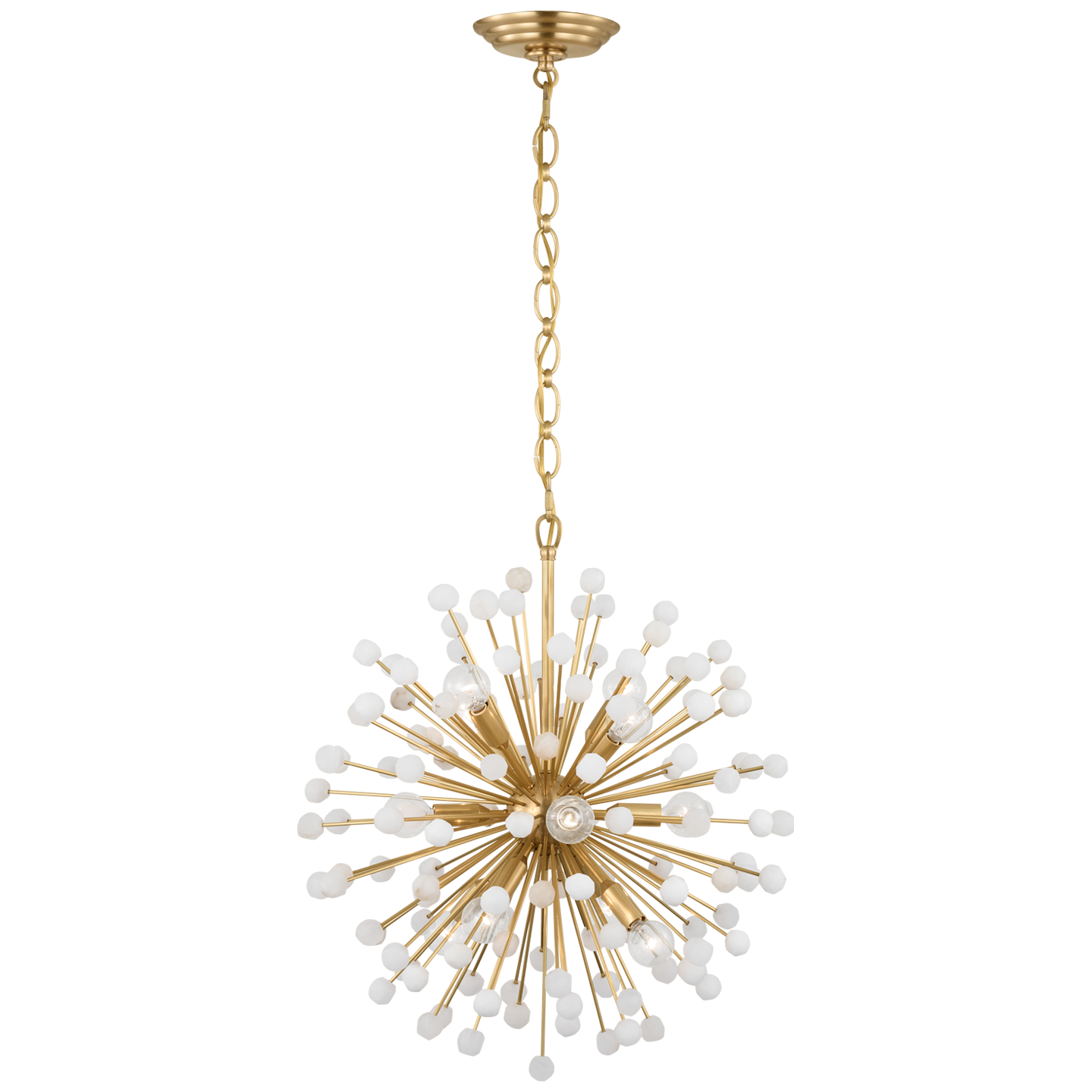 Lys 21" Chandelier | Hand-Rubbed Antique Brass and Alabaster