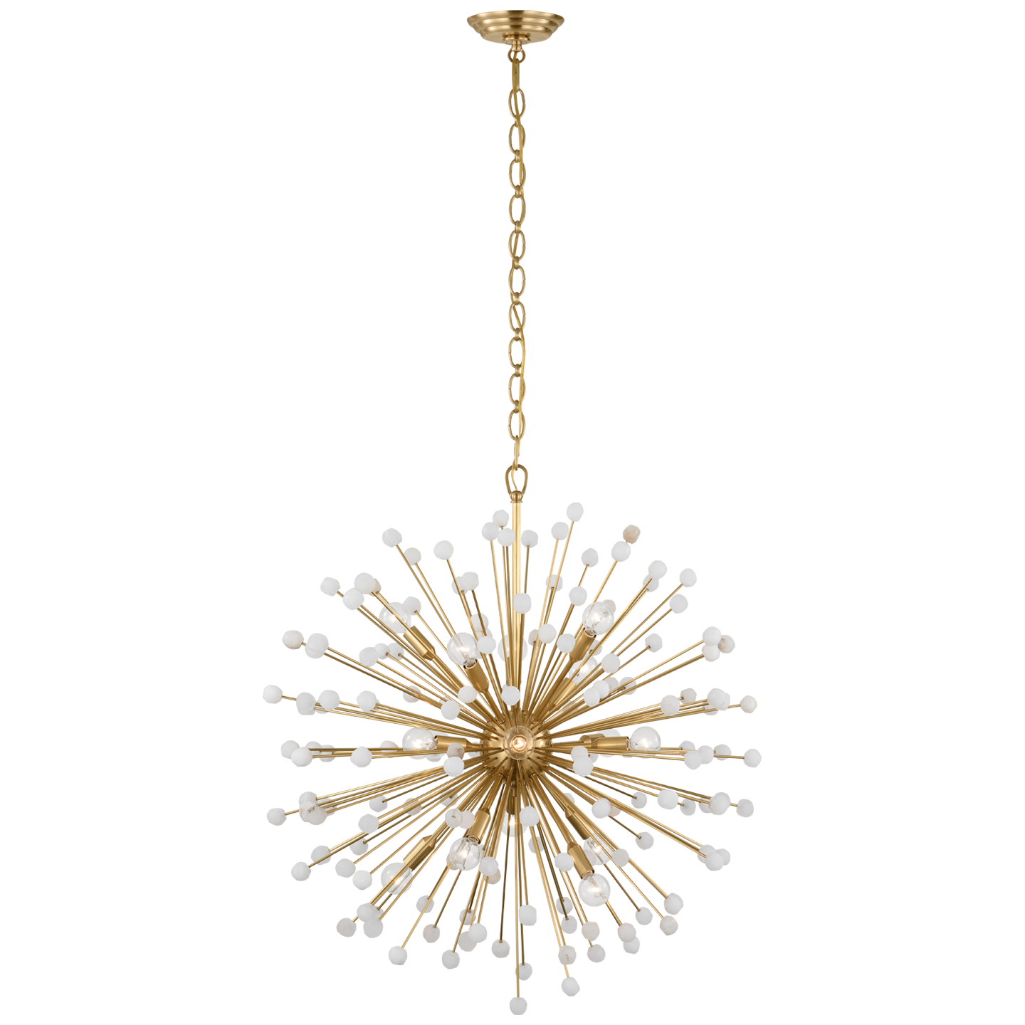 Lys 31" Chandelier | Hand-Rubbed Antique Brass and Alabaster
