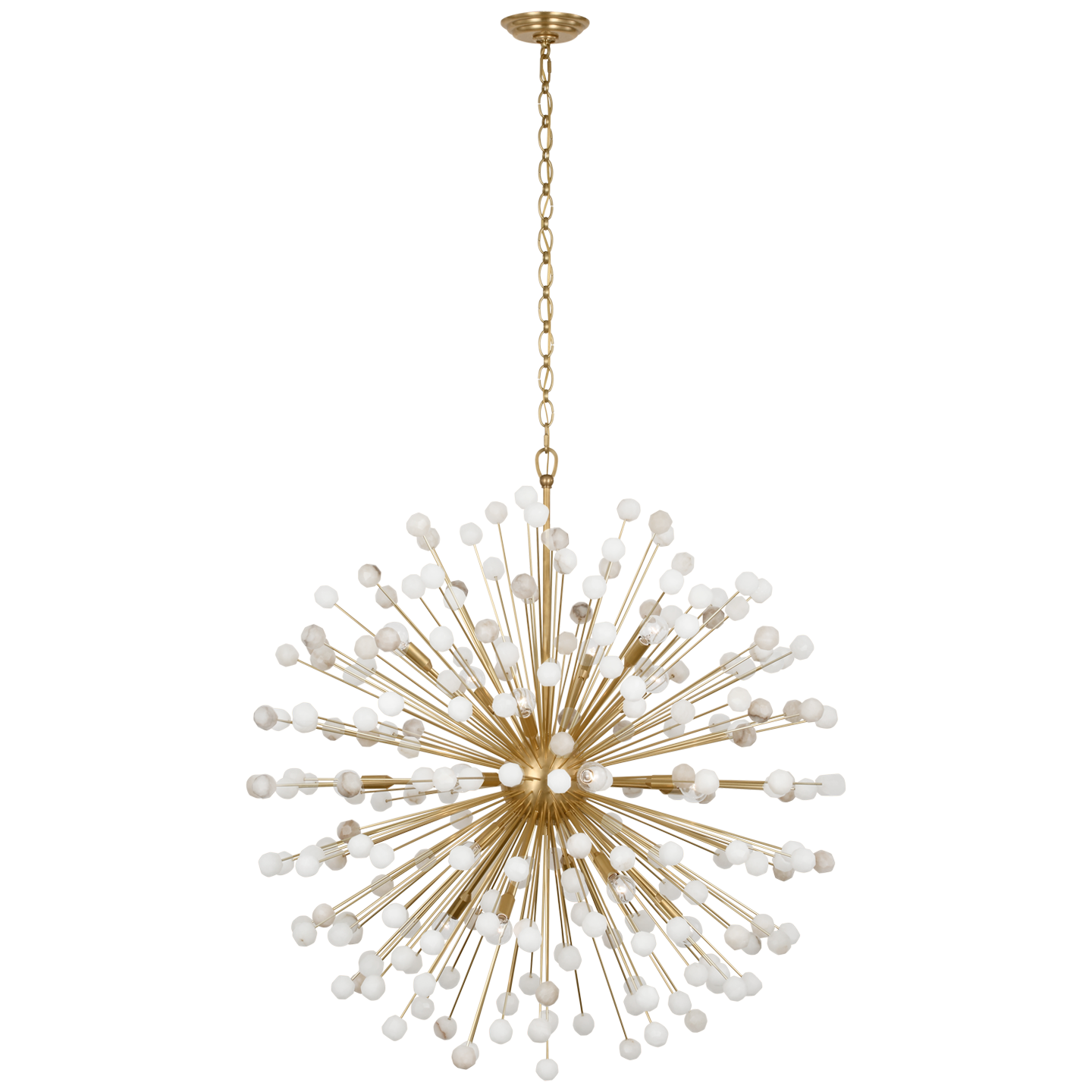 Lys 41" Chandelier | Hand-Rubbed Antique Brass and Alabaster