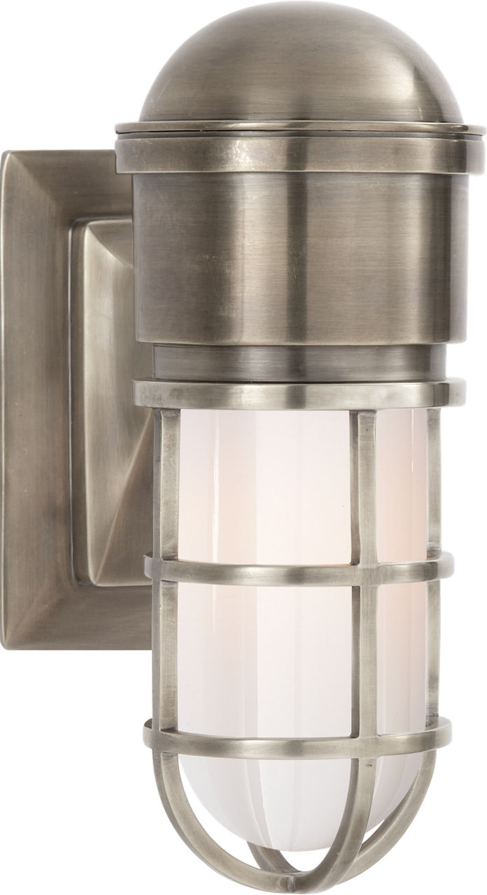 Marine Wall Light | Antique Nickel | White Glass