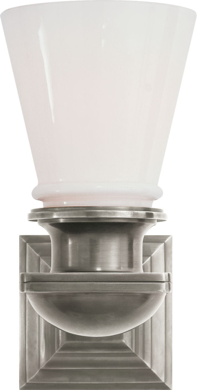 New York Subway Single Light | Antique Nickel | White Glass