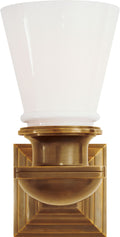 New York Subway Single Light | Hand-Rubbed Antique Brass | White Glass