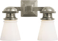 New York Subway Double Light | Antique Nickel | White Glass