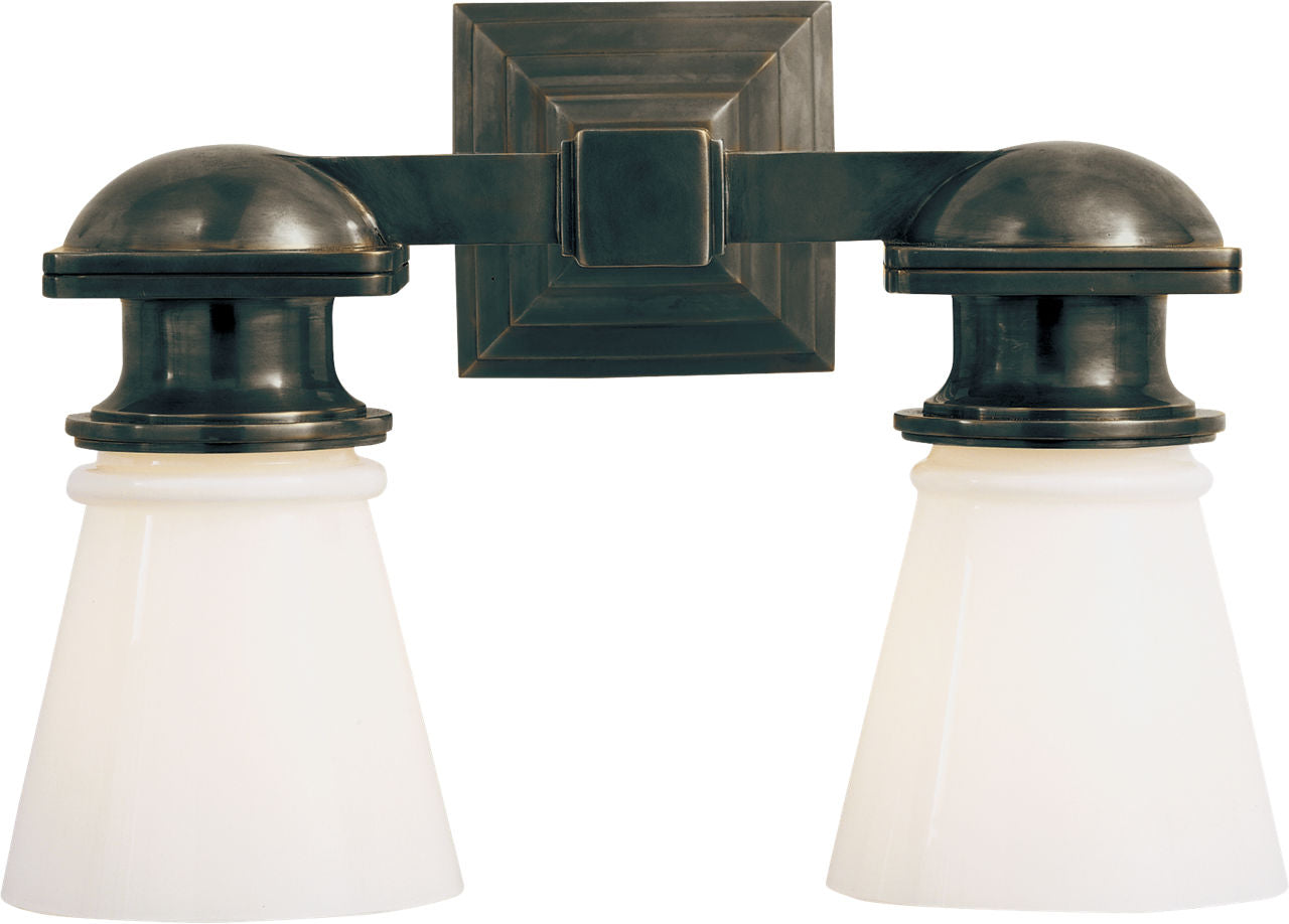 New York Subway Double Light | Bronze | White Glass