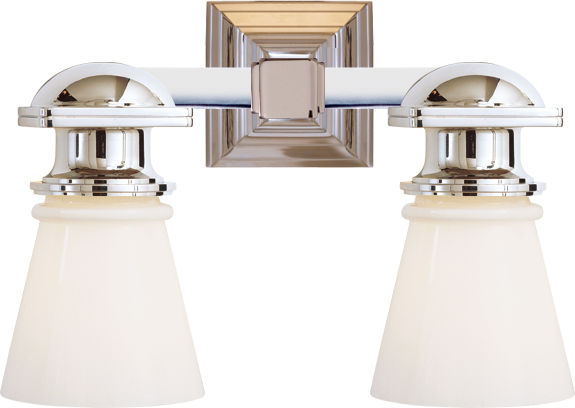 New York Subway Double Light | Polished Nickel | White Glass