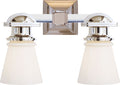 New York Subway Double Light | Polished Nickel | White Glass