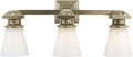 New York Subway Triple Light | Antique Nickel | White Glass