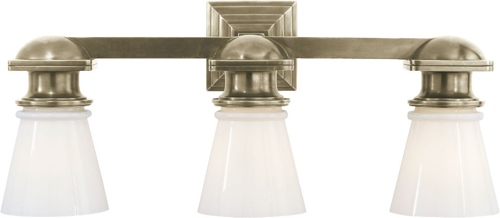 New York Subway Triple Light | Antique Nickel | White Glass
