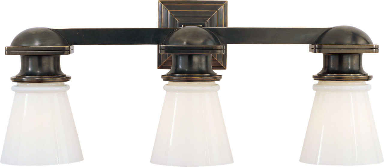 New York Subway Triple Light | Bronze | White Glass