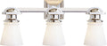 New York Subway Triple Light | Chrome | White Glass