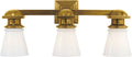 New York Subway Triple Light | Hand-Rubbed Antique Brass | White Glass