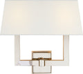 Square Tube Double Sconce | Polished Nickel | Linen Single Shade