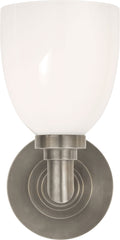 Wilton Single Bath Light | Antique Nickel | White Glass